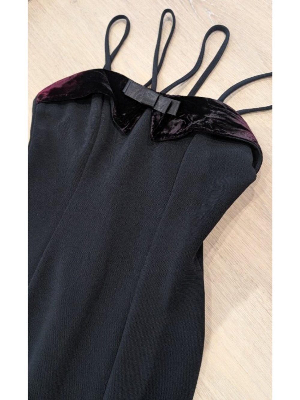 Stunning Late 80s Vintage Black Velvet Embellished And Bows Dress - Picture 6 of 16